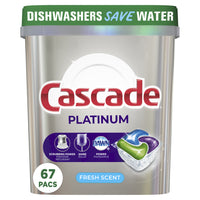 Cascade - ActionPacs Détergent pour lave-vaisselle Platinum - Parfum Fresh - Paquet de 67-Comprimés