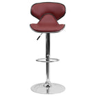 Flash Furniture – Tabouret de bar ajustable en vinyle, dossier mi-dos confortable et pied chromé, 17 1/2 x 17 1/2 po, bourgogne-Ensemble de 2 tabourets de style contemporain