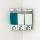 Clear Choice – Distributeur à savon avec 3 réservoirs, chrome-Ce distributeur à savon polyvalent peut être installé dans un coin ou à plat sur un mur, et est doté d'une tablette amovible pratique pour offrir plus d'espace (pour les applications de coin)