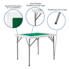 Flash Furniture - Table de jeu pliante blanche granite et carrée de 34,5 po avec surface de jeu verte-Emplacement de cartes avec un rebord