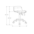 Monarch Specialties - 7465 Chaise De Bureau Multi-Position- Gris -Dimensions du produit: 18,5 pouces L x 18,5 pouces P x 25,5 pouces H