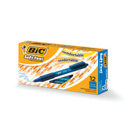 Stylo à bille BIC Soft Feel − rétractable − 1,0 mm − bleu − Paquet de 12-Technologie d’encre Easy-Glide System avec jusqu’à 35 % d’encre plus fluide par rapport aux systèmes d’encre des stylos à bille BIC actuels