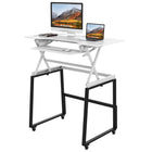 Rocelco- Ensemble de rehausse de bureau de luxe à hauteur ajustable de 46" et support au sol - Blanc / Noir-9