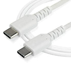 StarTech Câble USB-C vers USB-C de 2 m - Blanc-Atténuation des tensions étendue, testée pour résister à plus de 10 000 cycles de pliage à un angle de 180°