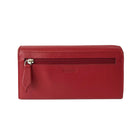 Club Rochelier -  Pochette pour femme avec chéquier et gousset - Rouge-Fermeture à rabat avant avec bouton-pression