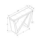 Monarch Specialties - 2429 Table D'Appoint 48 po L - Console D'entrée Blanc-Construction en panneaux tres epais, comprenant un long dessus de 2,5 pouces d'epaisseur et une base avec des pieds et des panneaux de support robustes en forme de coin