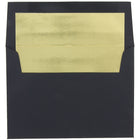 JAM Paper Enveloppes à livret au fini lin avec fermeture gommée, 5 1/2 x 8 1/8 po, noir, intérieur or, paquet de 1000-Noir