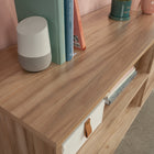 Sauder - Bergen Circle Crédence de classement de bureau moderne - Kiln Acacia-Étagère ouverte avec une tablette réglable pouvant accueillir des articles de différentes tailles