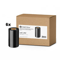 IntekView - Ruban à transfert thermique cire - 4,33" x 984' - Centre 1"- Paquet de 6-Qualité premium, impressions nettes et précises