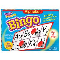 TREND enterprises - Ensemble de jeu de Bingo, alphabet, Mots mémorisés - 36 cartes et 264 jetons-Jeu de cartes de bingo en classe, jetons et instructions de l'enseignant pour mesurer les progrès des élèves en reconnaissant l'alphabet anglais.