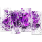 Designart – Art imprimé sur toile, fleurs pourpre royale, 4 panneaux (PT3414-2-271)-Impression