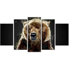 Designart – Brown Bear, impression sur toile noire, 5 panneaux (PT2301-373)-Impression