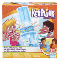 Mattel - Games jeu Ker Plunk! -Créez un « treillis » de bâtons à mi-chemin dans le tube translucide et placez les billes dessus ; les joueurs choisissent l'un des quatre compartiments de la base -- 2 à 4 personnes peuvent jouer !
