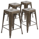 Flash Furniture Tabouret De Bar 24" - Empilable - Gris Gun Metal - Paquet De 4 (4ET3132024GNR)-Prêt à l'emploi - Aucun assemblage requis