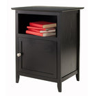 Winsome – Table de bout/chevet, noir-Dessus surdimensionné avec tablette ouverte et armoire de rangement spacieuse; pieds fuselés et délicats