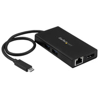 StarTech Adaptateur multiport USB Type-C pour portatif, Power Delivery, HDMI 4K, GbE, USB 3.0 (DKT30CHPD)-Étendez la connectivité de votre ordinateur portable au nombre de ports limité à l'aide du câble USB-C pratique et intégré