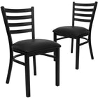 Flash Furniture - Chaise de restaurant de la série HERCULES en métal noir avec dossier échelle - siège en vinyle noir-Conception à  dossier échelle
