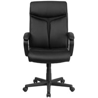 Flash Furniture - Fauteuil de bureau pivotant de luxe à dossier élevé, cuir noir-Chaise de bureau contemporaine