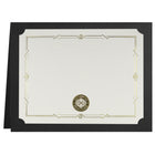 St. James - Porte-certificats/porte-documents - feuille d'or - finition lin - noir - paquet de 5-Convient pour les certificats de récompense en format paysage ou portrait