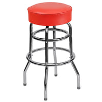 Flash Furniture – Tabouret de bar, tubulure chromée à double anneau, siège rouge (XUD100RED)-Tabouret de bar en métal