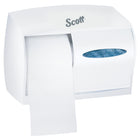 Scott Essential Distributeur De Papier Hygiénique Sans Noyau À Double Rouleau-Blanc-Compatible avec deux rouleaux de papier hygiénique sans mandrin standard