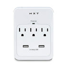 NXT Technologies - Parasurtenseur mural à 3 prises et 2 ports USB NX54320-CA NX54320, 600 joules, blanc-3 prises de courant standard et 2 ports USB-A (2,4 A)