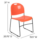 Flash Furniture - Chaise ultra-compacte empilable orange de la série HERCULES avec une et cadre enduit de poudre noire-Garantie à vie limitée sur le cadre