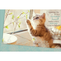 Aline Greetings – Carte d'anniversaire générale, chaton, Viewing life with a curious heart, paq./18-Papier non couché de qualité supérieure