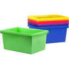 Storex bac de rangement scolaire 5.5 Gallon (21L) - couleurs variées - paquet de 6-poignées avant et arrière pour faciliter la préhension, même avec les petites mains