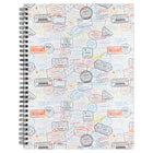 Staples Cahier à spirales - 8 po W x 10 po L - Timbres de voyage - 80 feuilles lignées-Cahier à spirales avec pages perforées