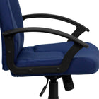 Flash Furniture - Chaise d’ordinateur à dossier mi-dos en tissu, accoudoirs fixes, bleu marine-Bouton de réglage de la tension d'inclinaison