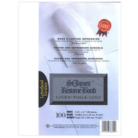 St. James -  Papiers spécialisés, Résumé Bond, Toile, Blanc, format lettre, Paquet de 100-Laisse une impression durable. Un choix classique pour les présentations, les c.v. et les rapports.