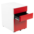 Flash Furniture Classeur À Verrouillage Mobile À 3 Tiroirs-Façade Blanche /Rouge (HZCHPL02REDWH)-Tiroir-classeur avec barre de conversion de classement - format lettre, légal, A4, F4