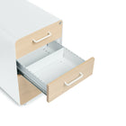 Classeur à 3 tiroirs Poppin Stow - Chêne blanc et naturel-Deux tiroirs suspendus avec glissieres à extension complete pour un acces facile à tous les dossiers