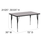 Flash Furniture – Table d’activités rectangulaire, surface stratifiée de 30 x 72 (po) et pattes standards ajustables, gris-Bande de bordure noire