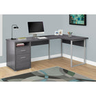 Monarch Specialties - 7257 Bureau 80 po - Gris Cote Droit Ou Gauche-De nombreux rangements s'ouvrent avec une étagère et 2 tiroirs de rangement fermés sur des glissières métalliques, dont un tiroir à dossiers pour les documents de format lettre ou légal, accentués par des poignées en plastique argenté élégantes.
