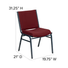 Flash Furniture – Chaise empilable robuste bourgogne à motifs à revêtement Hercules rembourrée de 3 po, 4/pqt-Coussins profilés