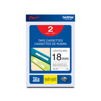 Brother TZe241 Ruban laminé blanc avec texte noir authentique pour étiqueteuses P-touch, 18 mm L x 8 m L- Ensemble de 2-Ensemble de 2 rubans laminés blancs avec texte noir TZe de 18 mm pour étiqueteuses P-touch de Brother.