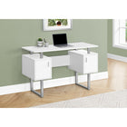 Monarch Specialties - 7605 Bureau 48 po L - Metal Argent/Blanc-Comprend 2 armoires de rangement avec une étagère réglable de chaque côté pour une organisation facile