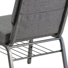 Flash Furniture – Chaise d’église Hercules 21 po larg, siège 3,75 po épais, compartiment pour livre, gris, structure argentée-Siège épais de 4 po avec une bordure de cascade de 5 po