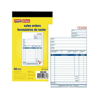 Staples - Bons de commande, SDC42B, duplicatas, autocopiants, agrafés, 4 po-Livrets à copies multiples et couverture bleue souple