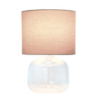 Lampe de table en verre Simple Designs avec abat-jour en tissu, transparent avec abat-jour gris-Ampoule à culot moyen de type A 19 de 40 watts vendue séparément