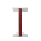 Urbann - Lutrin Y5 avec roulettes - aluminium et bois - acajou-Gris clair et bois teint acajou, aluminium et contreplaqué russe multiplis