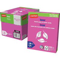 Papier laser certifié FSC de Staples, 24 lb, 8,5 po x 11 po, blanc, 2500 feuilles-Convient parfaitement aux imprimantes laser