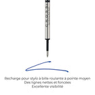 A.T. Cross - Recharge pour stylo roller - pointe moyenne - bleu-La pointe moyenne produit un trait d'une largeur de 0,25 mm pour des lignes nettes et précises offrant une excellente visibilité.