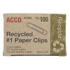 ACCO - Trombones recyclés lisses, #1, 1 1/4 po - argent - paquet de 1 000-Le trombone de taille #1 peut contenir jusqu'à 10 feuilles