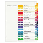 Avery® 11197 Intercalaires Ready Index avec table des matières, onglets couleurs variées, 1-15, 6/pqt-Trois fois plus résistants : papier plus épais et plus fort, onglets renforcés, intercalaires avec trous renforcés sur les deux côtés