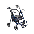 Drive Medical - Fauteuil de transport/rollator Duet, bleu-Combine les caractéristiques d’un rollator et d’un fauteuil de transport en un seul appareil. Une personne peut marcher seule sans aide ou se faire pousser en toute sécurité par un accompagnateur