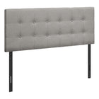 Monarch Specialties - 6003F Lit Double Tete De Lit - Tissus Gris-Tête de lit bouton touffeté et rembourré en tissu d'aspect lin gris