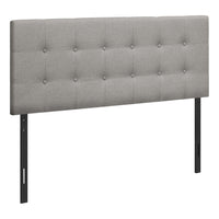 Monarch Specialties - 6003F Lit Double Tete De Lit - Tissus Gris-Tête de lit bouton touffeté et rembourré en tissu d'aspect lin gris